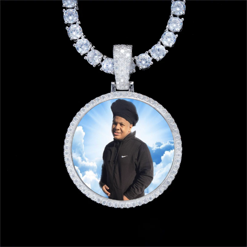 925S & VVS Moissanite 3D Circle Custom Picture Pendant