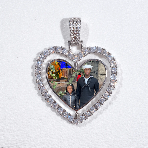 3D Spinning 2-Faced Heart Custom Picture Pendant