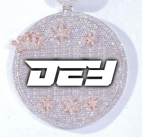 CUSTOM LETTER NECKLACE 3D BIG CROWN DISC