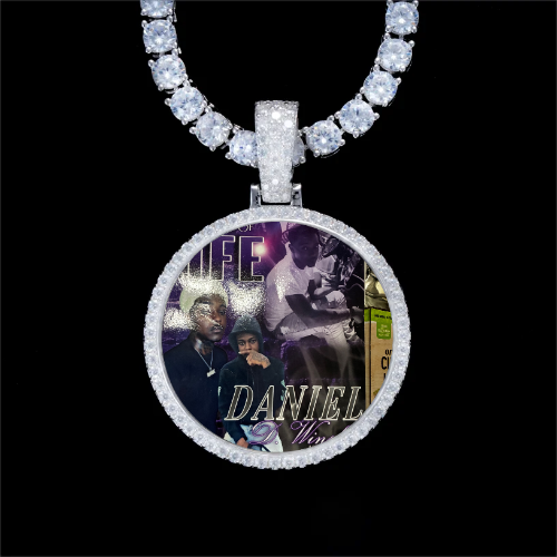 925S & VVS Moissanite 3D Circle Custom Picture Pendant