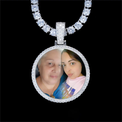 925S & VVS Moissanite 3D Circle Custom Picture Pendant