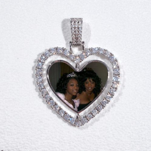 3D Spinning 2-Faced Heart Custom Picture Pendant