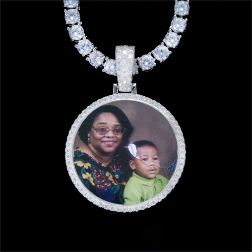 925S & VVS Moissanite 3D Circle Custom Picture Pendant