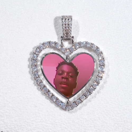 3D Spinning 2-Faced Heart Custom Picture Pendant
