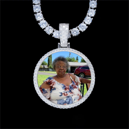 925S & VVS Moissanite 3D Circle Custom Picture Pendant