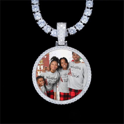 925S & VVS Moissanite 3D Circle Custom Picture Pendant