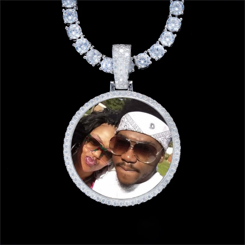 925S & VVS Moissanite 3D Circle Custom Picture Pendant
