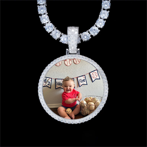 925S & VVS Moissanite 3D Circle Custom Picture Pendant