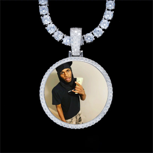 925S & VVS Moissanite 3D Circle Custom Picture Pendant