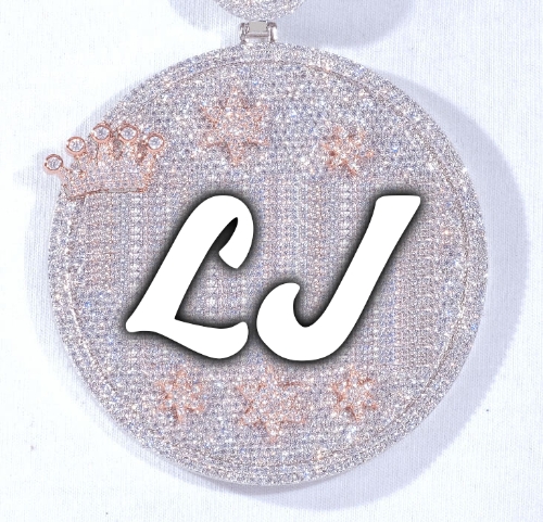 CUSTOM LETTER NECKLACE 3D BIG CROWN DISC