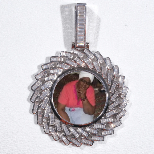 Large 3D Baguette Custom Picture Pendant