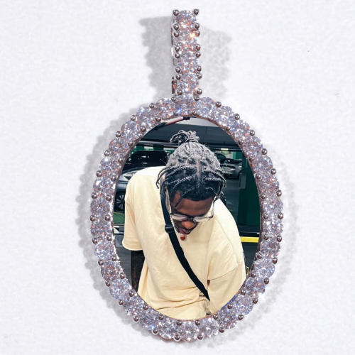 Large 3D Oval Custom Picture Pendant