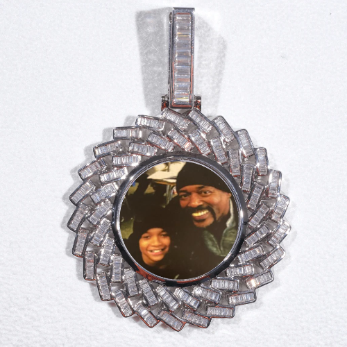 Large 3D Baguette Custom Picture Pendant
