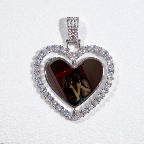3D Spinning 2-Faced Heart Custom Picture Pendant