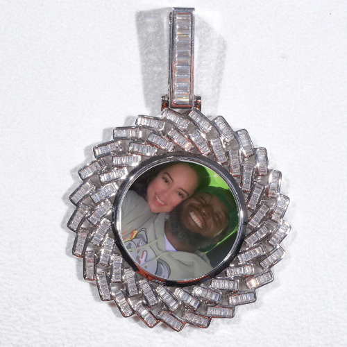 Large 3D Baguette Custom Picture Pendant