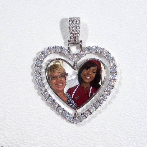 3D Spinning 2-Faced Heart Custom Picture Pendant