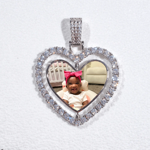 3D Spinning 2-Faced Heart Custom Picture Pendant