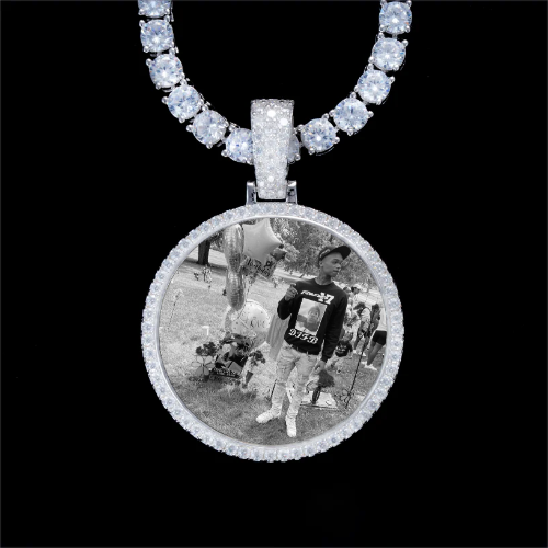 925S & VVS Moissanite 3D Circle Custom Picture Pendant