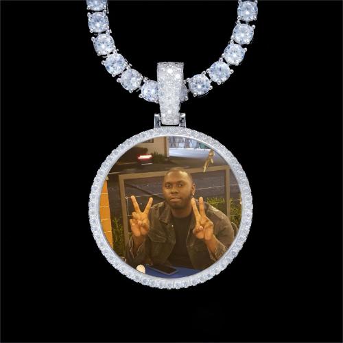 925S & VVS Moissanite 3D Circle Custom Picture Pendant