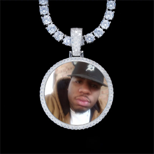 925S & VVS Moissanite 3D Circle Custom Picture Pendant