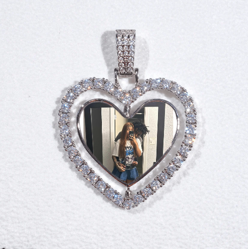 3D Spinning 2-Faced Heart Custom Picture Pendant