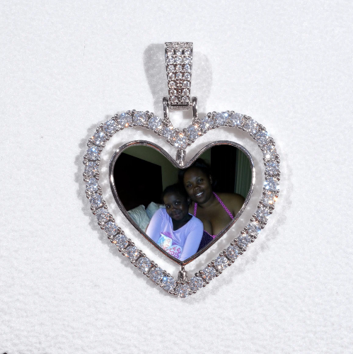 3D Spinning 2-Faced Heart Custom Picture Pendant
