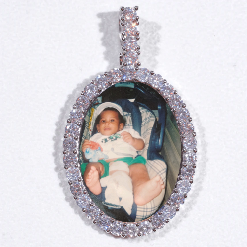 Large 3D Oval Custom Picture Pendant