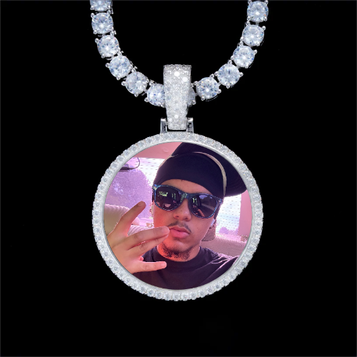925S & VVS Moissanite 3D Circle Custom Picture Pendant