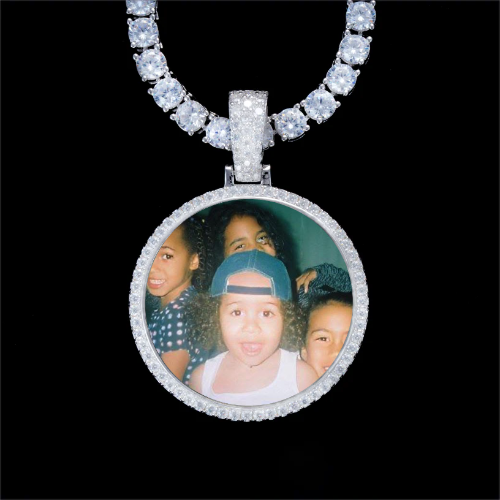925S & VVS Moissanite 3D Circle Custom Picture Pendant