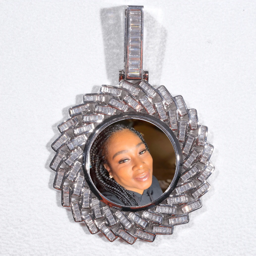 Large 3D Baguette Custom Picture Pendant