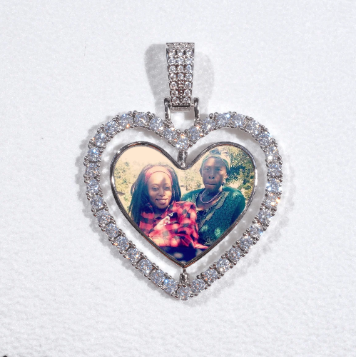 3D Spinning 2-Faced Heart Custom Picture Pendant