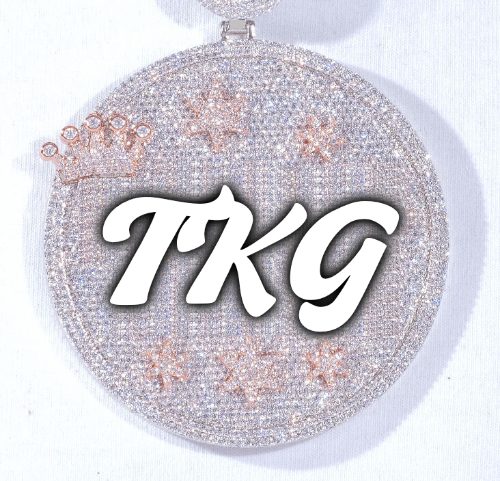 CUSTOM LETTER NECKLACE 3D BIG CROWN DISC