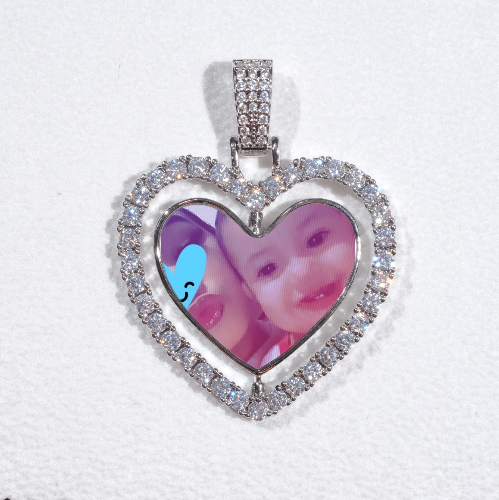 3D Spinning 2-Faced Heart Custom Picture Pendant
