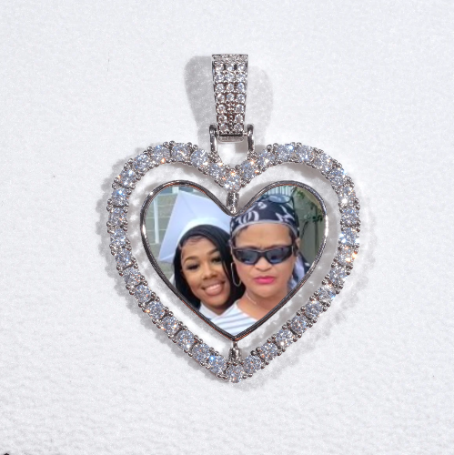 3D Spinning 2-Faced Heart Custom Picture Pendant