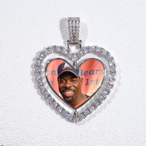3D Spinning 2-Faced Heart Custom Picture Pendant