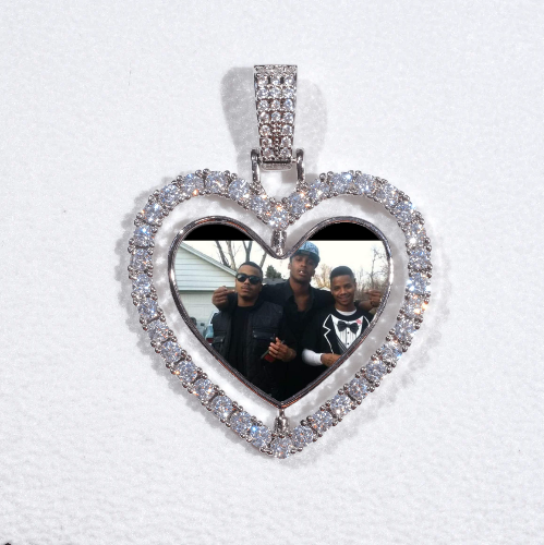 3D Spinning 2-Faced Heart Custom Picture Pendant