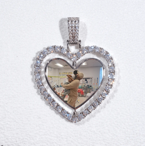 3D Spinning 2-Faced Heart Custom Picture Pendant