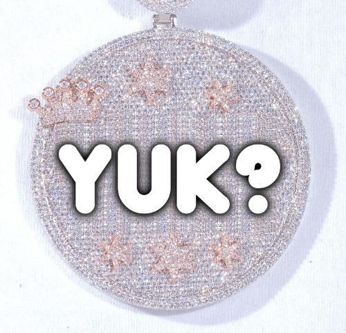 CUSTOM LETTER NECKLACE 3D BIG CROWN DISC