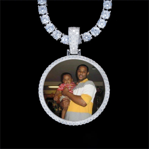 925S & VVS Moissanite 3D Circle Custom Picture Pendant