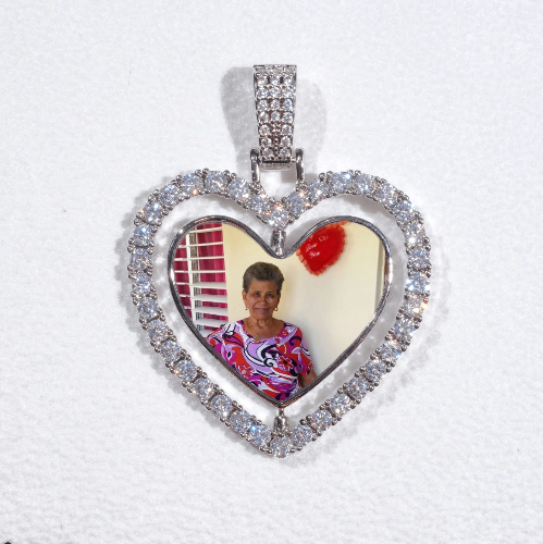 3D Spinning 2-Faced Heart Custom Picture Pendant