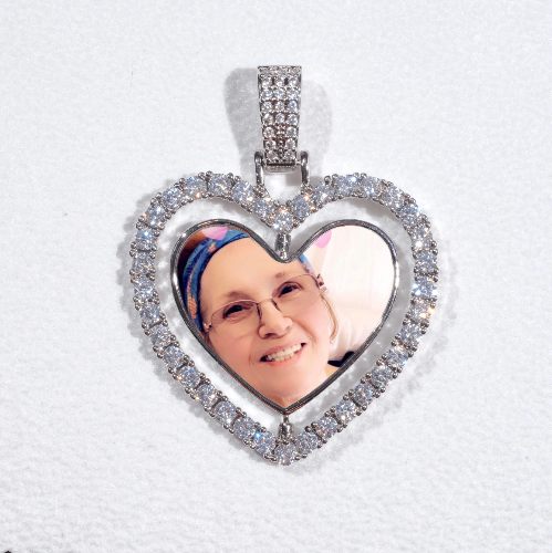 3D Spinning 2-Faced Heart Custom Picture Pendant
