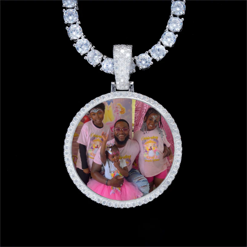 925S & VVS Moissanite 3D Circle Custom Picture Pendant