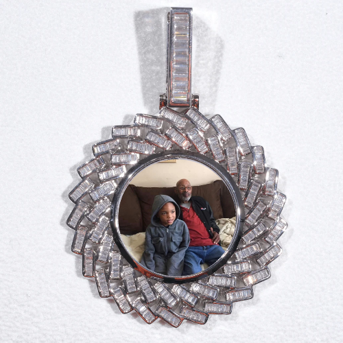 Large 3D Baguette Custom Picture Pendant