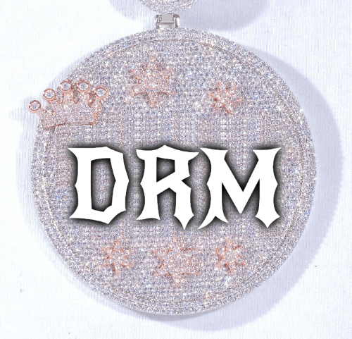 CUSTOM LETTER NECKLACE 3D BIG CROWN DISC