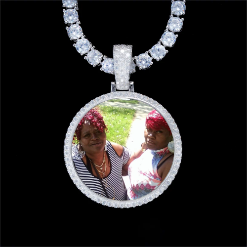 925S & VVS Moissanite 3D Circle Custom Picture Pendant