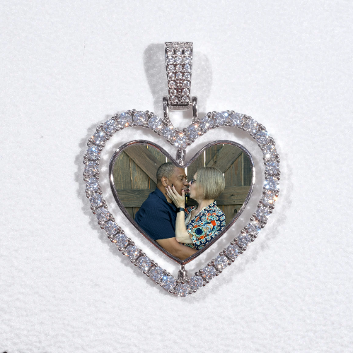 3D Spinning 2-Faced Heart Custom Picture Pendant