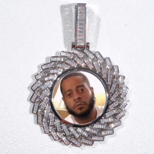 Large 3D Baguette Custom Picture Pendant