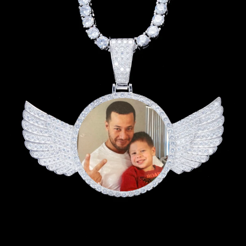 925S & VVS Moissanite 3D Wing Custom Picture Pendant
