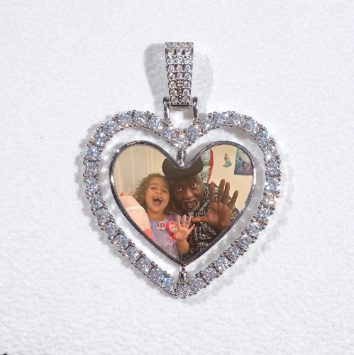 3D Spinning 2-Faced Heart Custom Picture Pendant