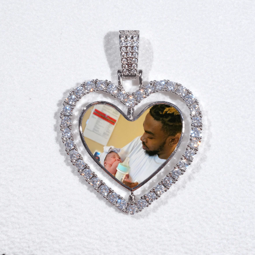 3D Spinning 2-Faced Heart Custom Picture Pendant